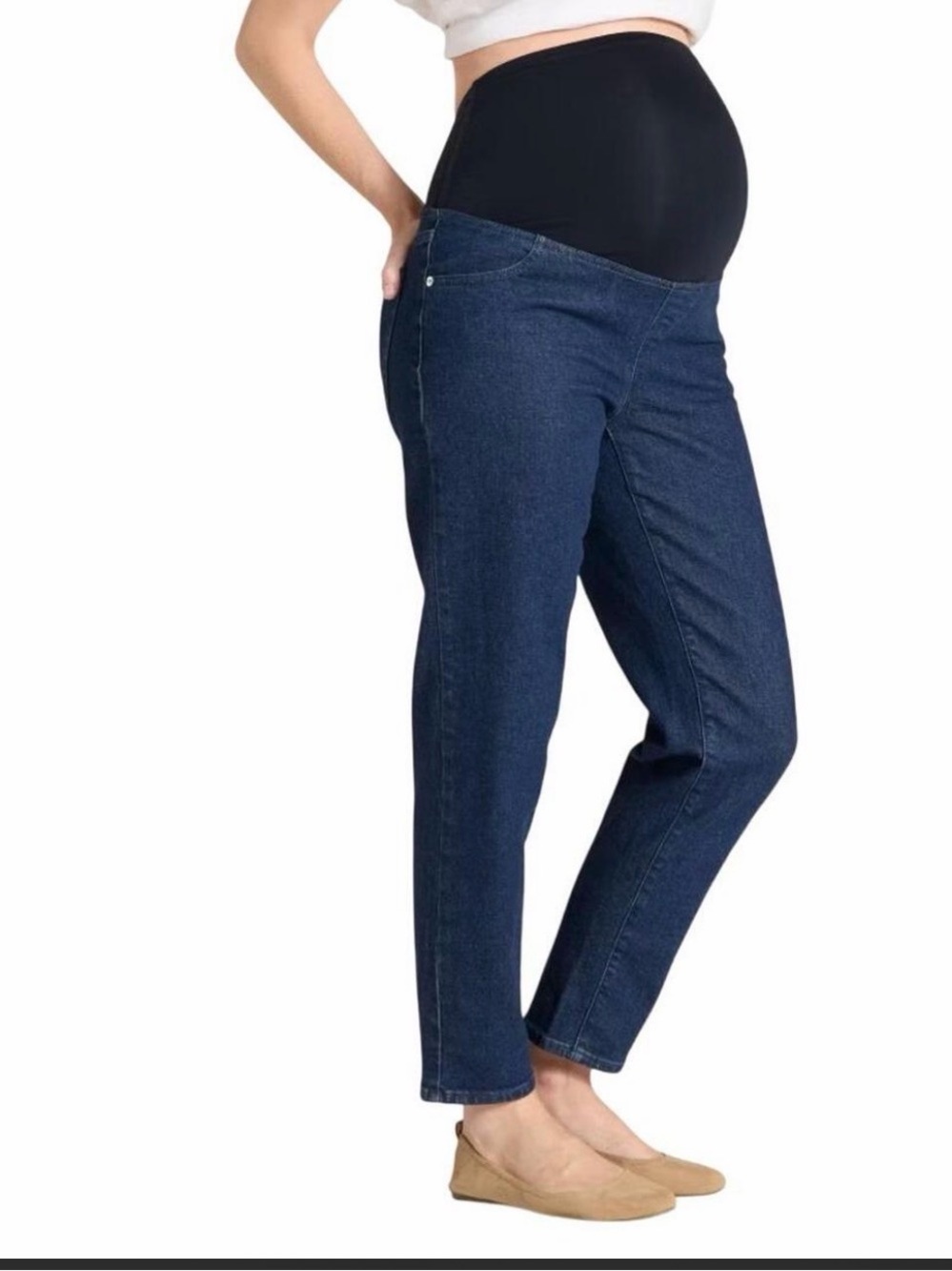 Isabel Maternity by Ingrid & Isabel Dark Blue Jeans with Black Belly Panel